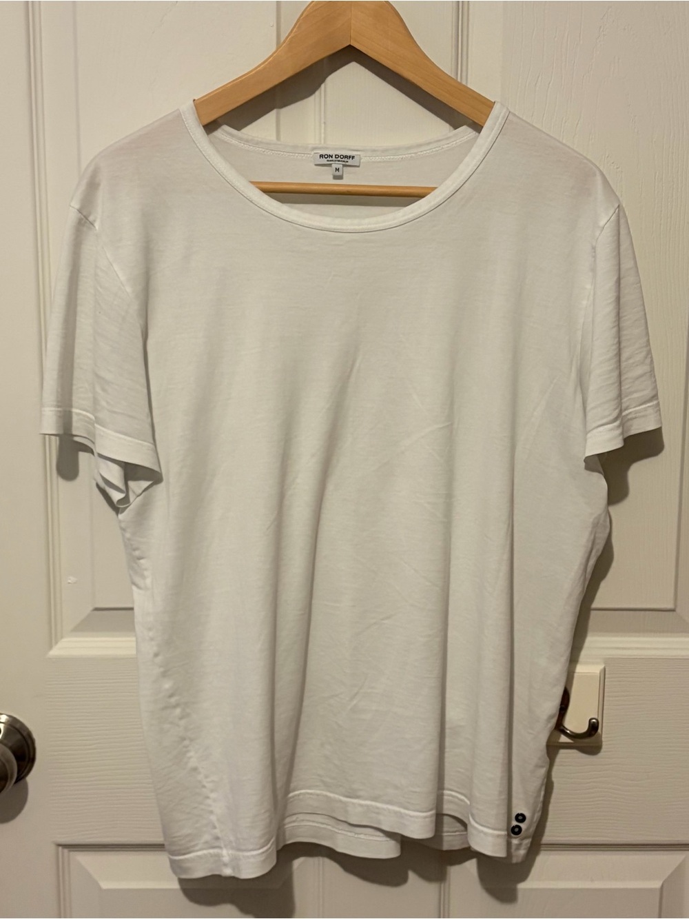 Ron Dorff Men’s White Crew Neck T-Shirt Eyelet Edition M
